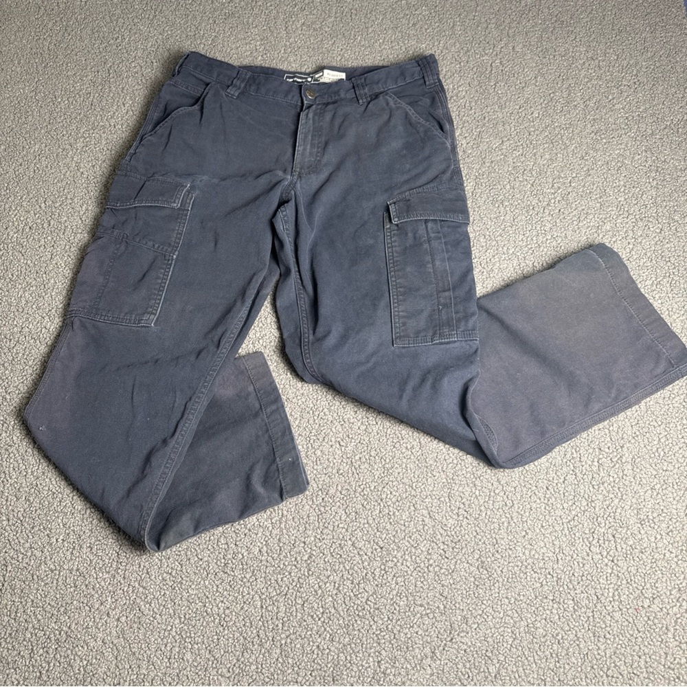 Carhartt FR Cargo Workwear Pants Cat 2 Navy Blue Relaxed Fit 34X30.